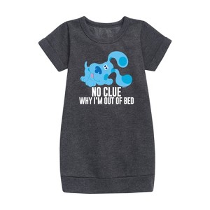 - Blue's Clues & You! - No Clue Why I'm Out Of Bed Graphic Short Sleeve Fleece Dress - 1 of 3