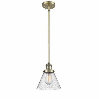 Cone - 1 Light Stem Hung Mini Pendant In Industrial Style-10 Inches Tall and 8 Inches Wide