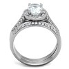 Slickblue Women’s Oval CZ Ring, Silver, 8x6mm Clear Stone, Accent Halo Design, Polished Stainless Steel, Size 5-10 - 3 of 4