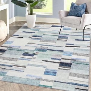 Modern Washable Rug Low Pile with Non-Slip Backing Contemporary Geometric Area Rug for Living Room Carpet for Bedroom Office Dining Room - 1 of 4