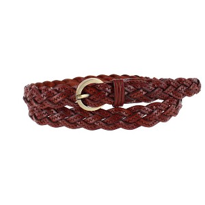 CTM Women's Leather Braided Skinny Casual Belt - 1 of 3