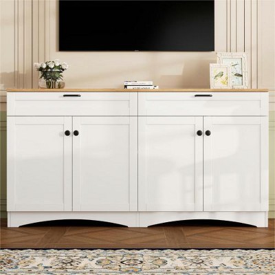 Farmhouse Storage Cabinet For 70-inch TV, Multi-functional Bookshelf Cabinet, Wood-grain Pantry W/Adjustable Shelving For Living Room Bedroom