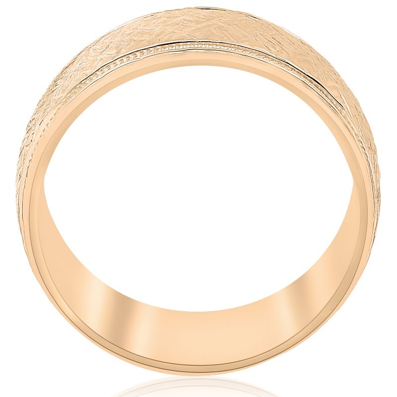 Pompeii3 10k Yellow Gold Men's Comfort-Fit Wedding 8MM Band With Etched Finish, 2 of 5