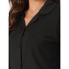 cheibear Women's Button Down Sheer-Mesh-Sleeve Sleepwear Shirt with Long Pants Pajama Set - 4 of 4