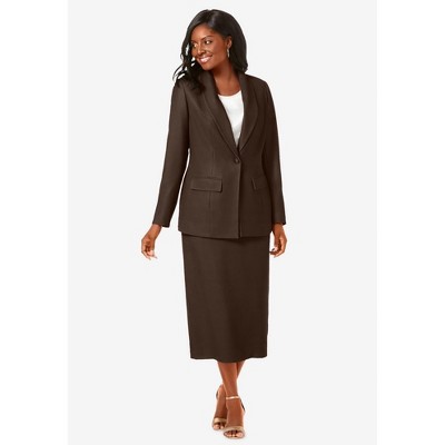 Jessica London 2-Piece Stretch Crepe Single-Breasted Skirt Suit