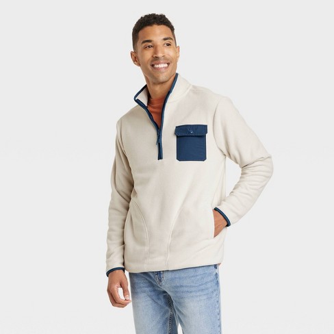 Men's Quarter-zip Fleece Sweatshirt - Goodfellow & Co™ Cream Xl : Target