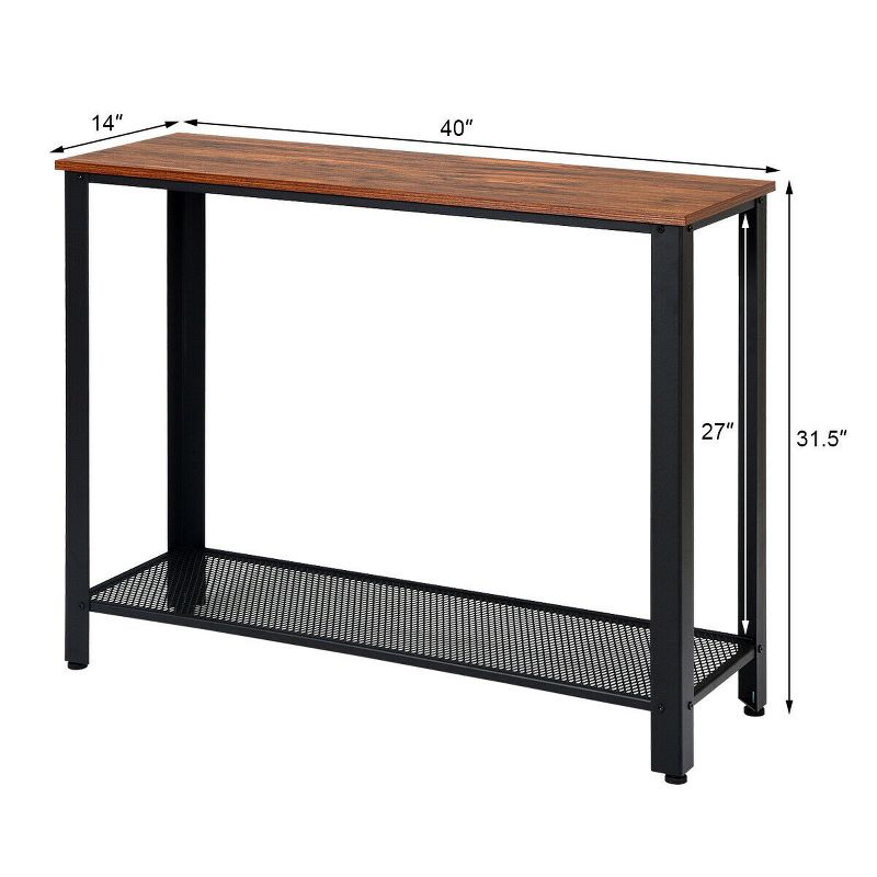 Costway Console Sofa Table W/ Storage Shelf Metal Frame Wood Look Entryway Table SilverBlack, 3 of 11