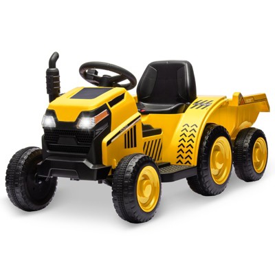 6V Kids Ride on Tractor with Trailer, Electric Tractor for Kids with Horn
