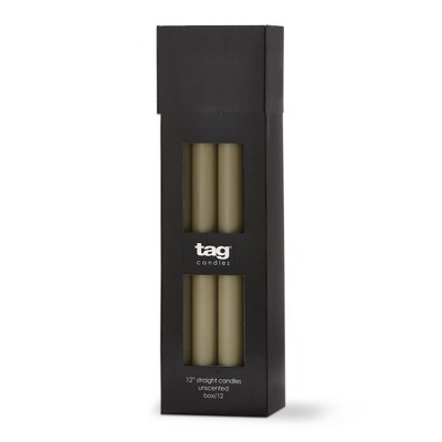 tag Color Studio 12" Sage Green Straight Candles - Set of 12