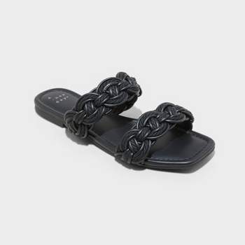 Women's Sarafina Woven Two-Band Slide Sandals with Memory Foam Insole - A New Day™