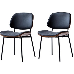 Nordlys Set of 2 Metal Dining Chairs In Wood and Corduroy Modern Design Style Upholstery Dining Room - 1 of 4