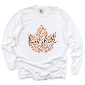 Simply Sage Market Cursive Fall Leaf Garment Dyed Long Sleeve - 1 of 4