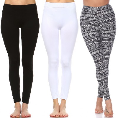 Women's Pack of 3 Leggings Brown, Brown/White, Brown/Multi One Size Fits  Most - White Mark