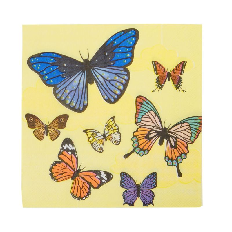 Blue Panda 144 Pc Butterfly Paper Plates, Napkins, Cups, Cutlery, Yellow, Serves 24, 5 of 9