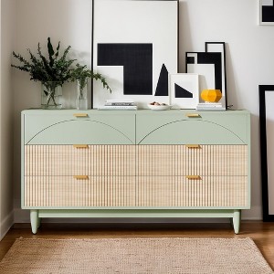 Hommoo 55 Inches Long 6 Drawer Double Dresser Green - 1 of 4