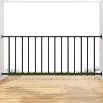 Flat Railing Kit for Deck Metal Guard Rail Kit with Balusters, Black Deck Railing and Porch Railing Kit for Residential and Commercial Use