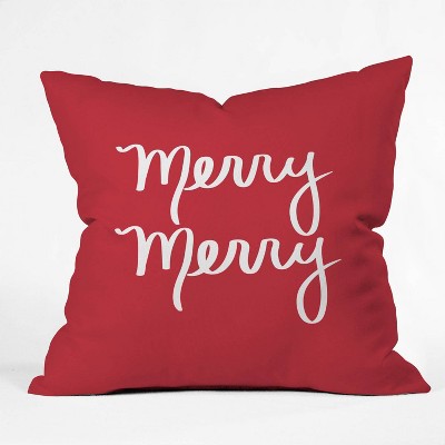 16"x16" Lisa Argyropoulos Merry Merry Square Throw Pillow Red - Deny Designs