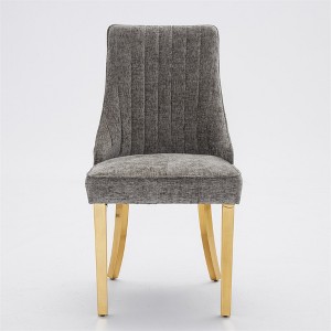 OUTSUPPLY Set of 2 Chenille Dining Chairs, High Back Upholstered Design with Metal Legs, Kitchen & Dining Room Chairs - 1 of 4