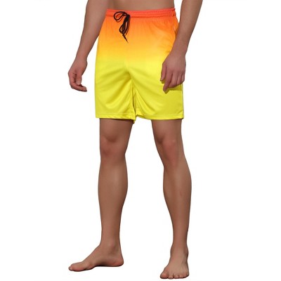 Lars Amadeus Men's Drawstring Waist Colorful Pattern Hawaiian Swim Board Shorts 2 Pack Yellow 34 — фото 4
