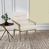 TiramisuBest Modern Upholstered Metal Arm Accent Chair, Dark Grey with Gold Angular Frame & Sloping Arms for Living Room Furniture - 2 of 4