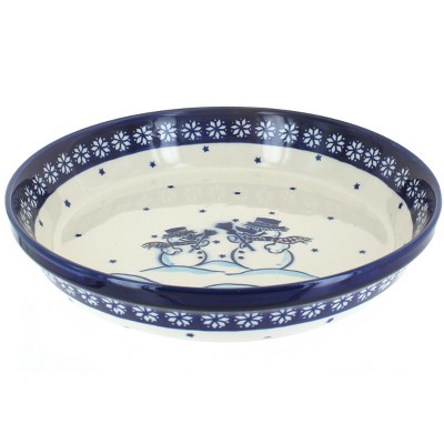 Blue Rose Polish Pottery Frosty Friend Pie Dish