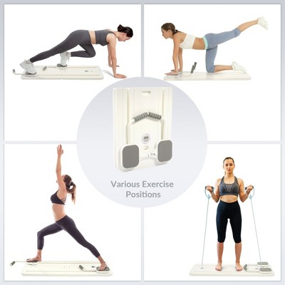 Fitvids 5 in 1 Pilates Reformer Board Set, White – Home Gym Exercise Equipment and Core Balance Trainer with Resistance Bands and Sliders