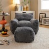 GDFStudio Edie 2 Piece Corduroy Bean Bag Chair with Ottoman - 2 of 4