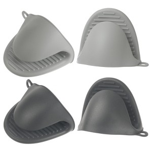 Unique Bargains Heat Resistant Kitchen Utensil Sets Silicone Oven Mitts 4 Pcs - 1 of 4
