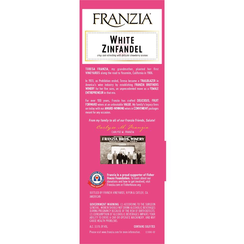Franzia White Zinfandel Rose Wine - 3L Box, 2 of 4