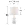 360 Lighting Jane Modern Table Lamps 25" High Set of 2 White Ceramic with Dimmers Fabric Drum Shade for Bedroom Living Room Bedside Nightstand Office - 4 of 4