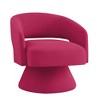 Ridstar Rose Pink 360 Degree Comfy Swivel Barrel Chair, Upholstered Velvet Round Accent Chairs with Open Backrest - 3 of 4