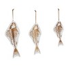 Set of 3 Wood Fish Wall Decors with Hanging Rope White - Olivia & May: Nautical Coastal Beach Style, Carved Animal Art - 2 of 4