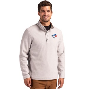 Toronto Blue Jays Cutter & Buck Hunts Point Eco Textured Fleece Recycled Mens Snap Pullover - 1 of 1