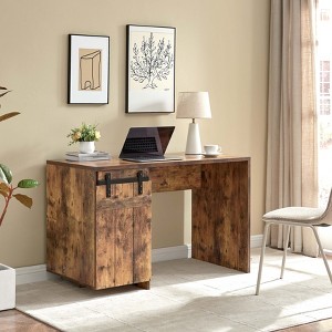 PAGED Home Office Desk Simple Modern Computer Desk with 6 Shelves, Keyboard Panel and Drawer for Office, Study - 1 of 4