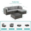 Sonkuki 5-Piece Patio Conversation Sets, Brown Ratten Sectional Sofa Set with Cushion - 3 of 4