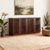 Homy Casa Storage Console Cabinet with Slatted Doors, Large Capacity, for Living Room and Entryway, Walnut - 3 of 4