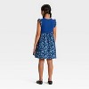 Latino Heritage Month Girls' Ruffle Sleeve A-Line Dress - Dark Blue Floral - 2 of 3