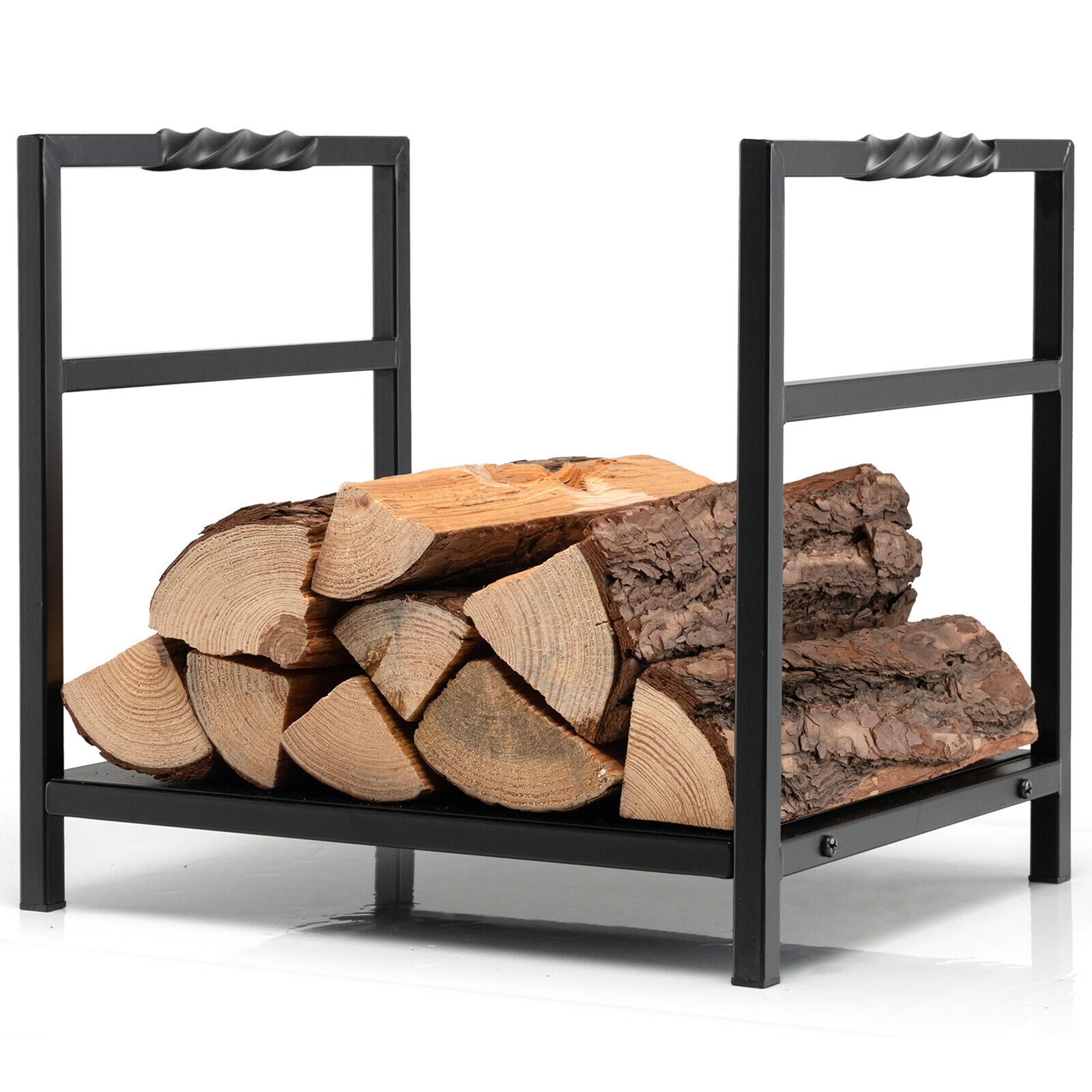Costway Firewood Rack Fireplace Log Holder Wood Steel Stove Bracket Stacking Rack