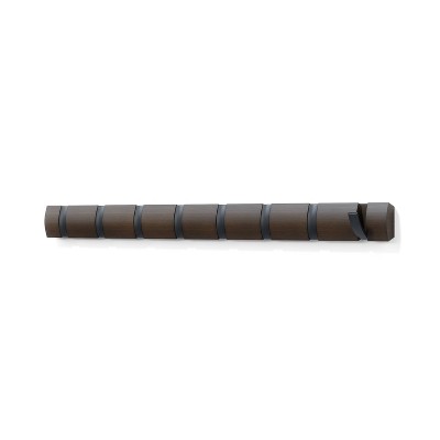 Flip Black and Walnut Solid Wood Wall Mounted Coat Rack with 8 Hooks