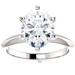 Pompeii3 3 Ct Oval Moissanite Solitaire Engagement Ring 14k White Gold - 1 of 4