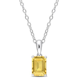 EVERLY JEWELRY | Sterling Silver Pendant with Gemstone and Created Gemstone – Multiple Stone Options - 1 of 4
