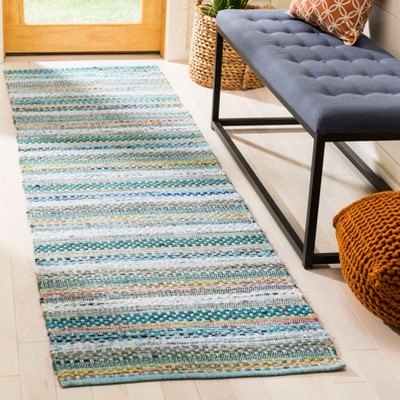 Coastal Charm Off-White Wool-Cotton Blend Handwoven Runner Rug