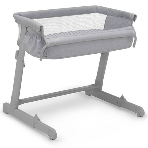 Babygap By Delta Children Whisper Bedside Bassinet Sleeper With Breathable Mesh And Adjustable Heights Gray Stripes Target