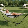 EcoSummer Double Hammock with Stand, 450lbs Heavy Duty 2-Person Cotton Hammock for Indoor Outdoor Relaxation. - 3 of 4