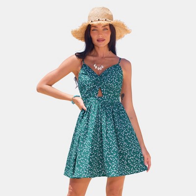 Women's Floral Print Spaghetti Strap Beach Dress - Cupshe