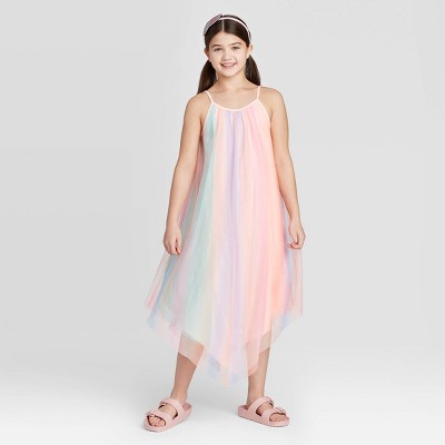 girls rainbow tulle dress