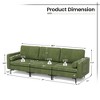 Costway Modular 3-Seat Sofa Couch w/ Socket USB Ports & Side Storage Pocket Army Green - 4 of 4