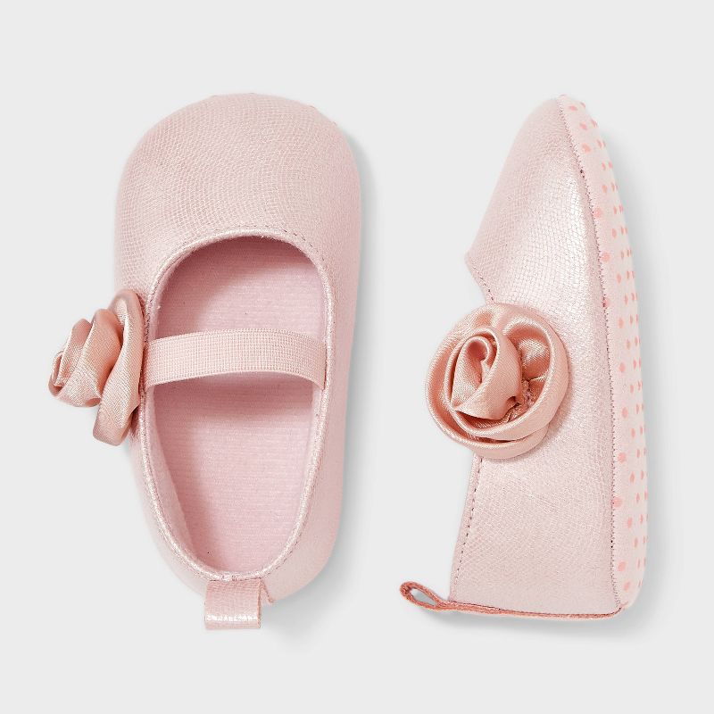 Baby Girls' Rose Ballet Flat Crib Shoes - Cat & Jack™ Pink, 1 of 5