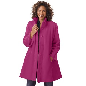 Woman Within Plus Size Fleece Swing Funnel-Neck Coat - 1 of 4