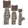 cheibear Sleepwear Long Sleeve with Pants Brown Plaid Family Pajama Sets - 2 of 3